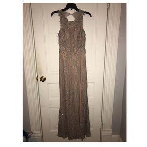 JC PENNY Silver/Nude Prom Dress